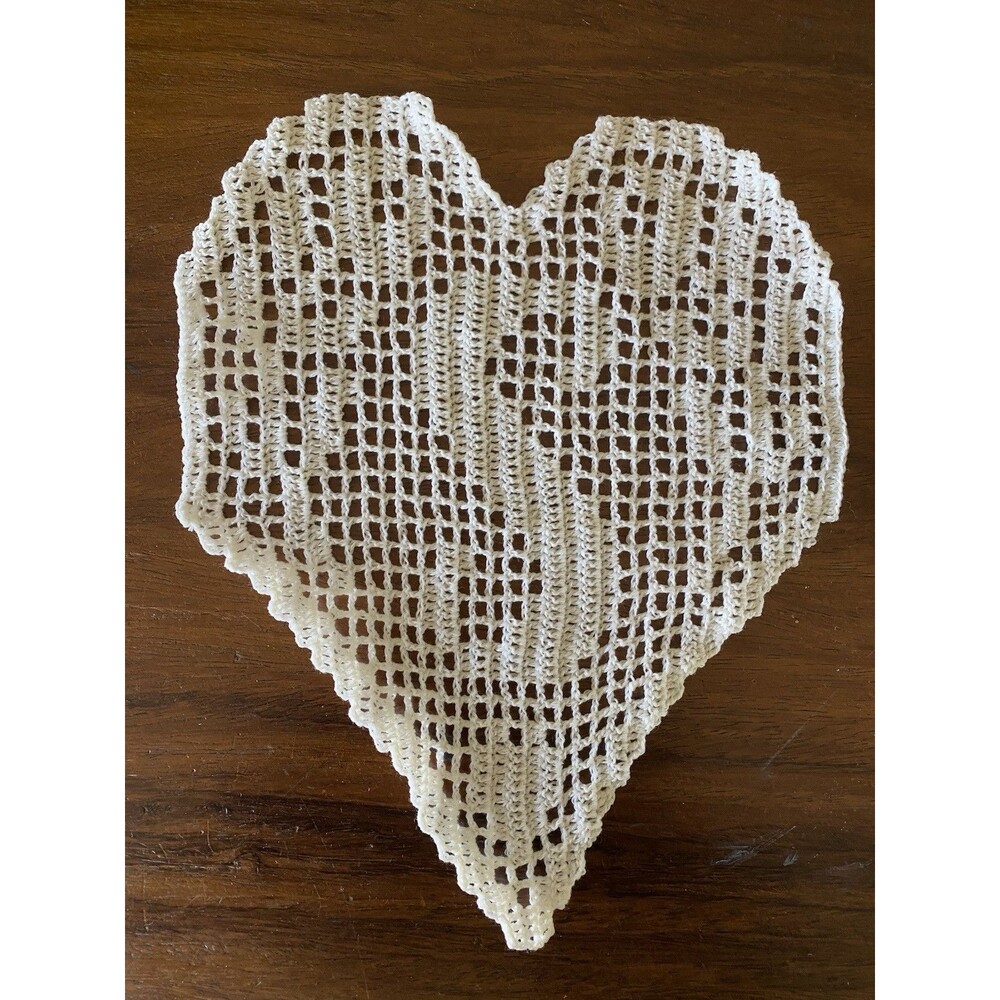 Handmade Crochet Doily Filet Monogram Heart Letter S White